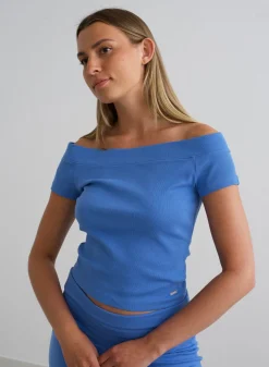 T-skjorter|T-shirts Til Hverdags^AIM’N Ease Ribbed Off-shoulder Top Sea