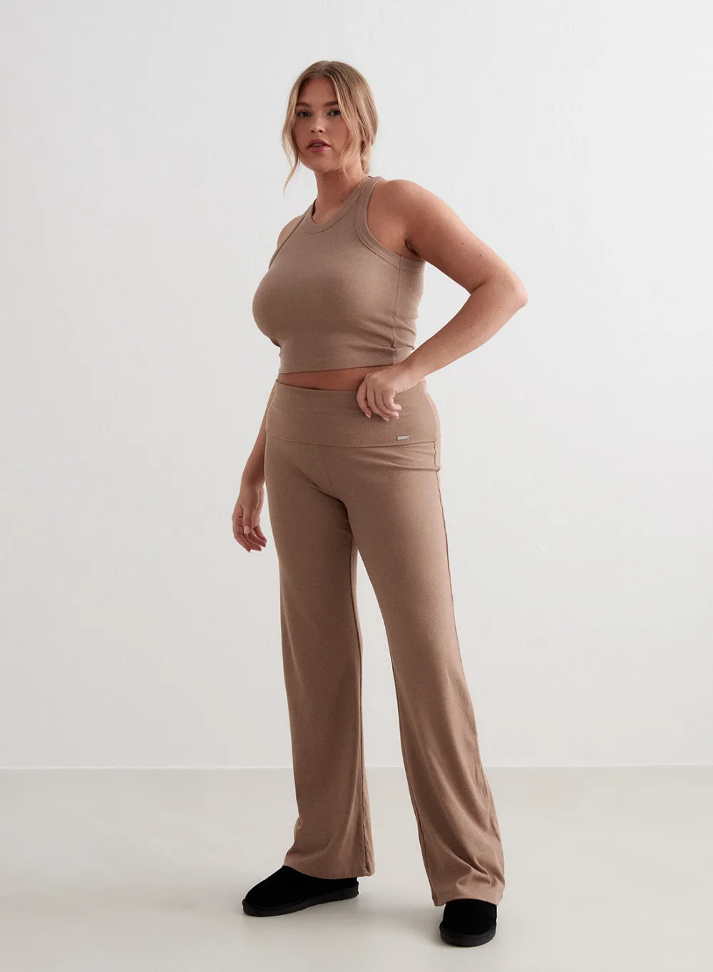 Tank Tops Og Trenings Tank Tops|Cropped Tank Tops^AIM’N Ease Ribbed Tank Top Toffee melange