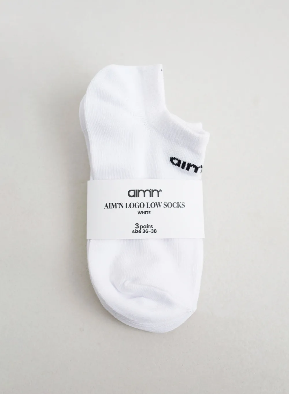 Sokker^AIM’N Aim'n Logo Low Socks 3-pack White