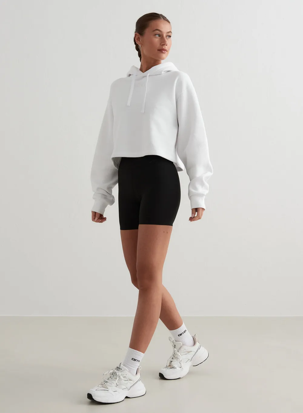 Crop Topper|Sweatshirts^AIM’N White Cropped Hoodie