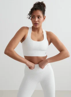 Ribbed Sports Bras|High Support^AIM’N High Support Ribbed Bra White