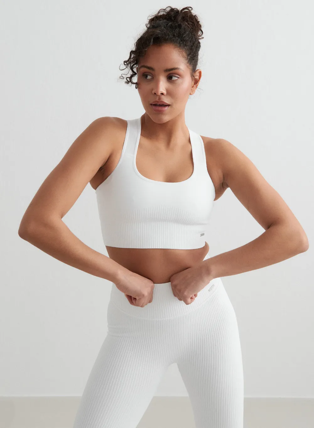 Ribbed Sports Bras|High Support^AIM’N High Support Ribbed Bra White