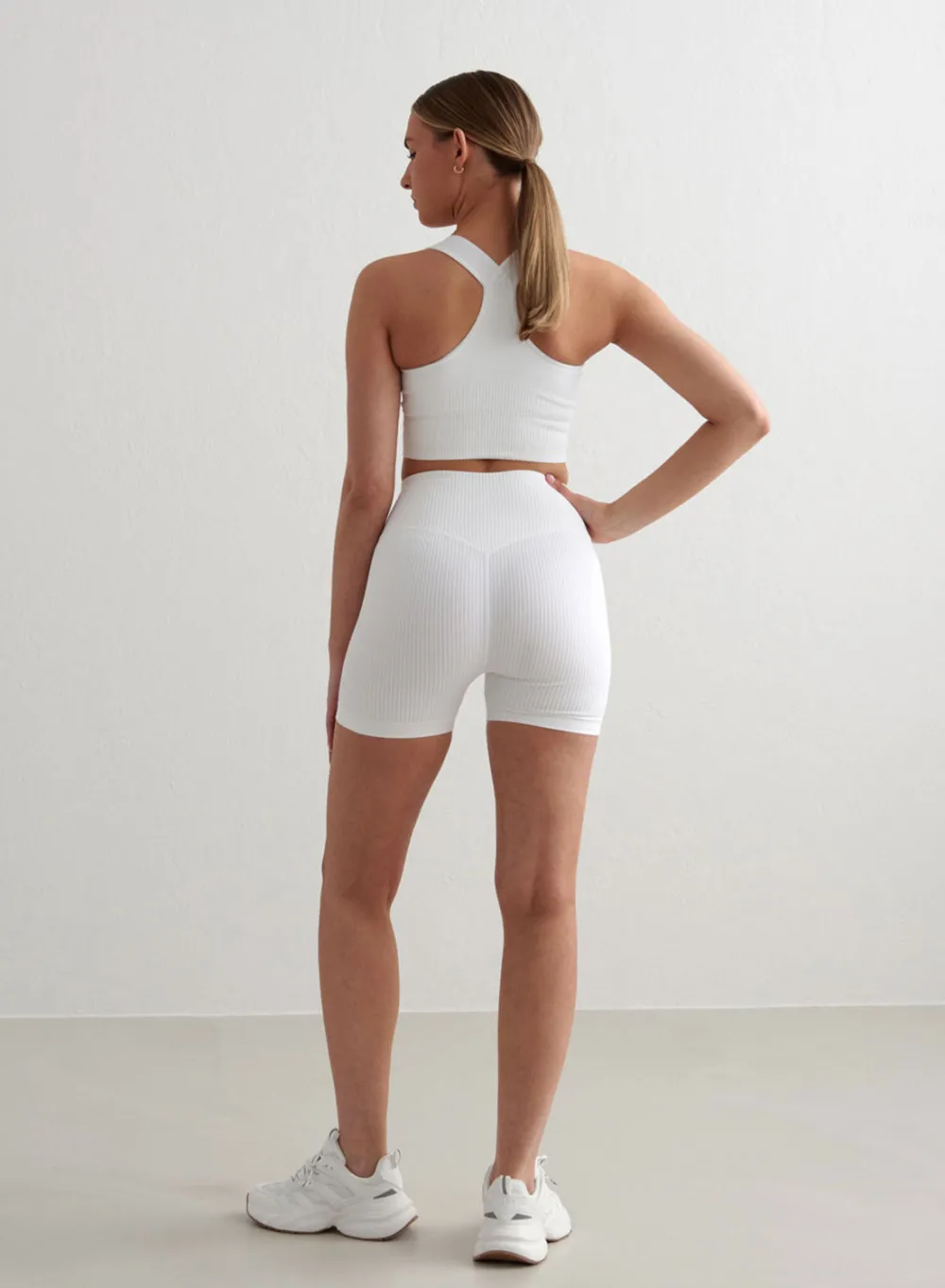 All Biker Shorts^AIM’N Ribbed Midi Biker Shorts White