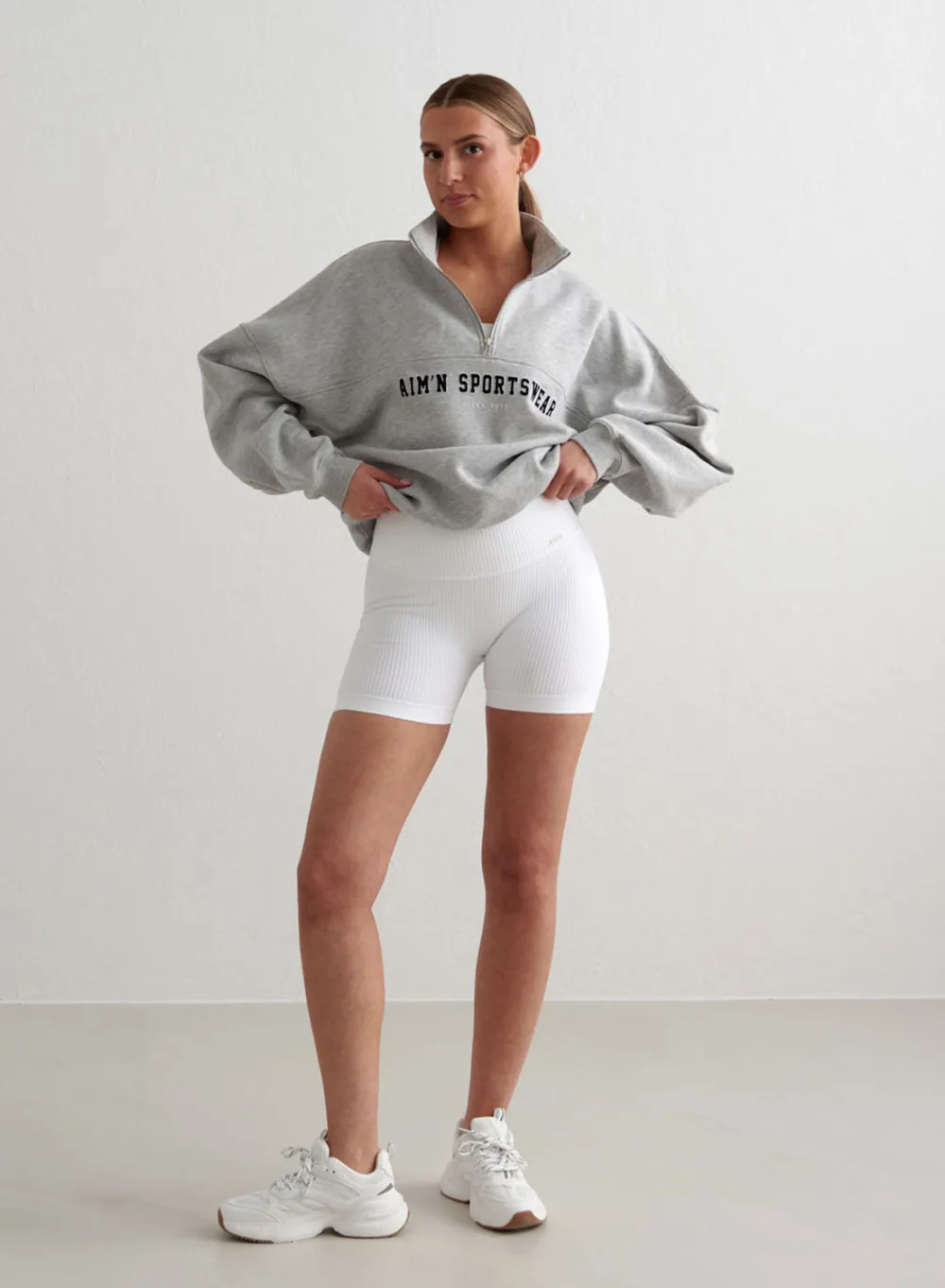 All Biker Shorts^AIM’N Ribbed Midi Biker Shorts White