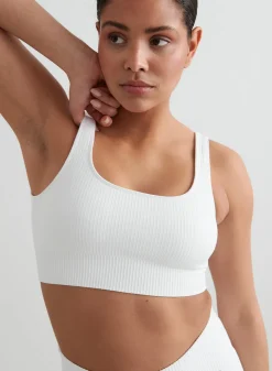 Ribbed Sports Bras|Seamless Sports Bras^AIM’N Ribbed Seamless Bra White