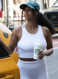 Tank Tops Og Trenings Tank Tops|Crop Topper^AIM’N Ribbed Seamless Crop Top White