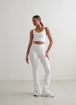 Treningstights|Ribbete Tights^AIM’N Ribbed Seamless Flare Tights White