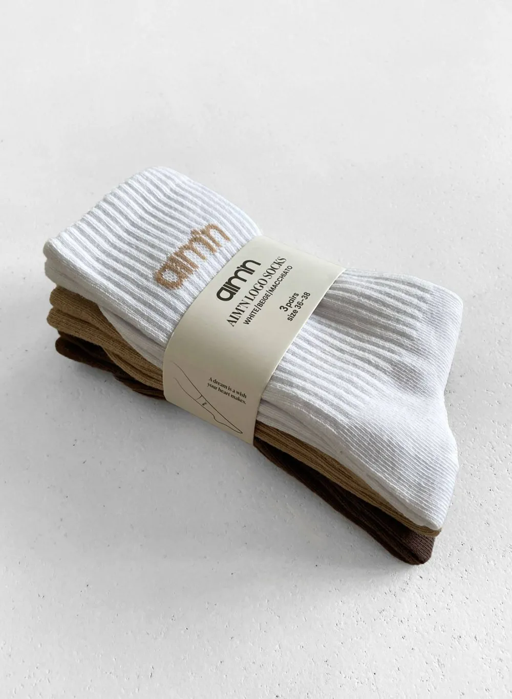 Sokker^AIM’N White/Beige/Macchiato Aim'n Logo Socks 3-Pack white /beige /macchiato